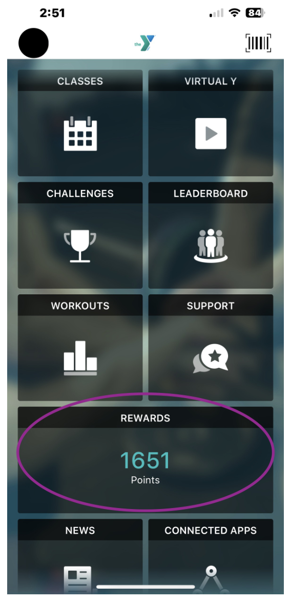MAY app rewards section circles